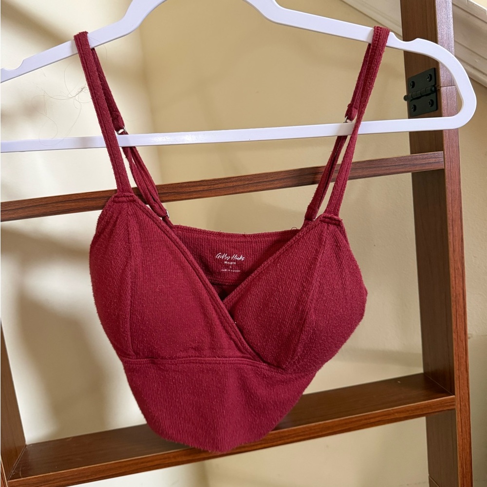 Gilly Hicks Deep Red Ribbed Bralette Cami